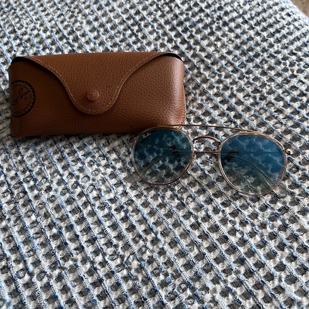 Ray Ban Round Blue Tinted Sunglasses